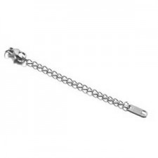 Stainless steel extension chain with lobster clasp and label Antique silver